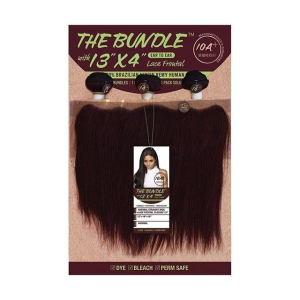 The Bundle Natural Straight w/13X4 Frontal Lace Closure